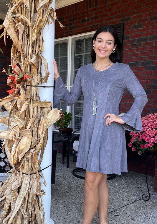 Get It Girl Gray Suede Dress (IN STOCK)