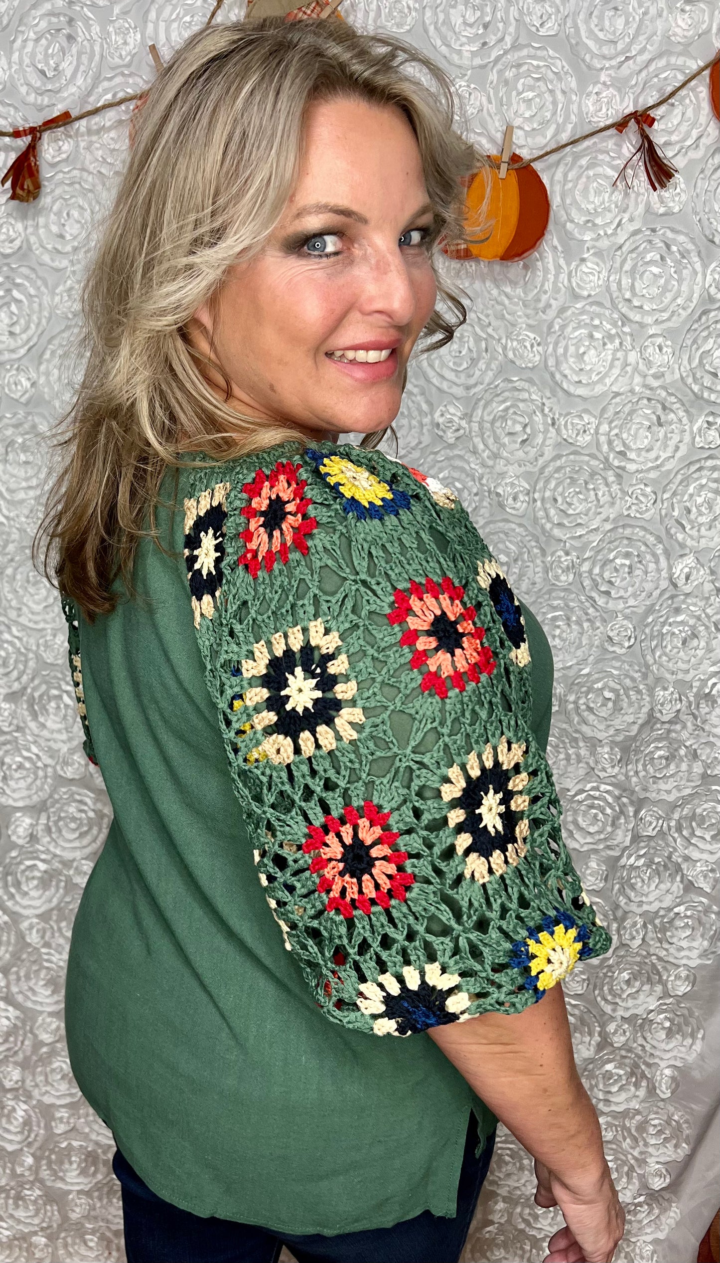 Color Burst In Green Top (IN STOCK)