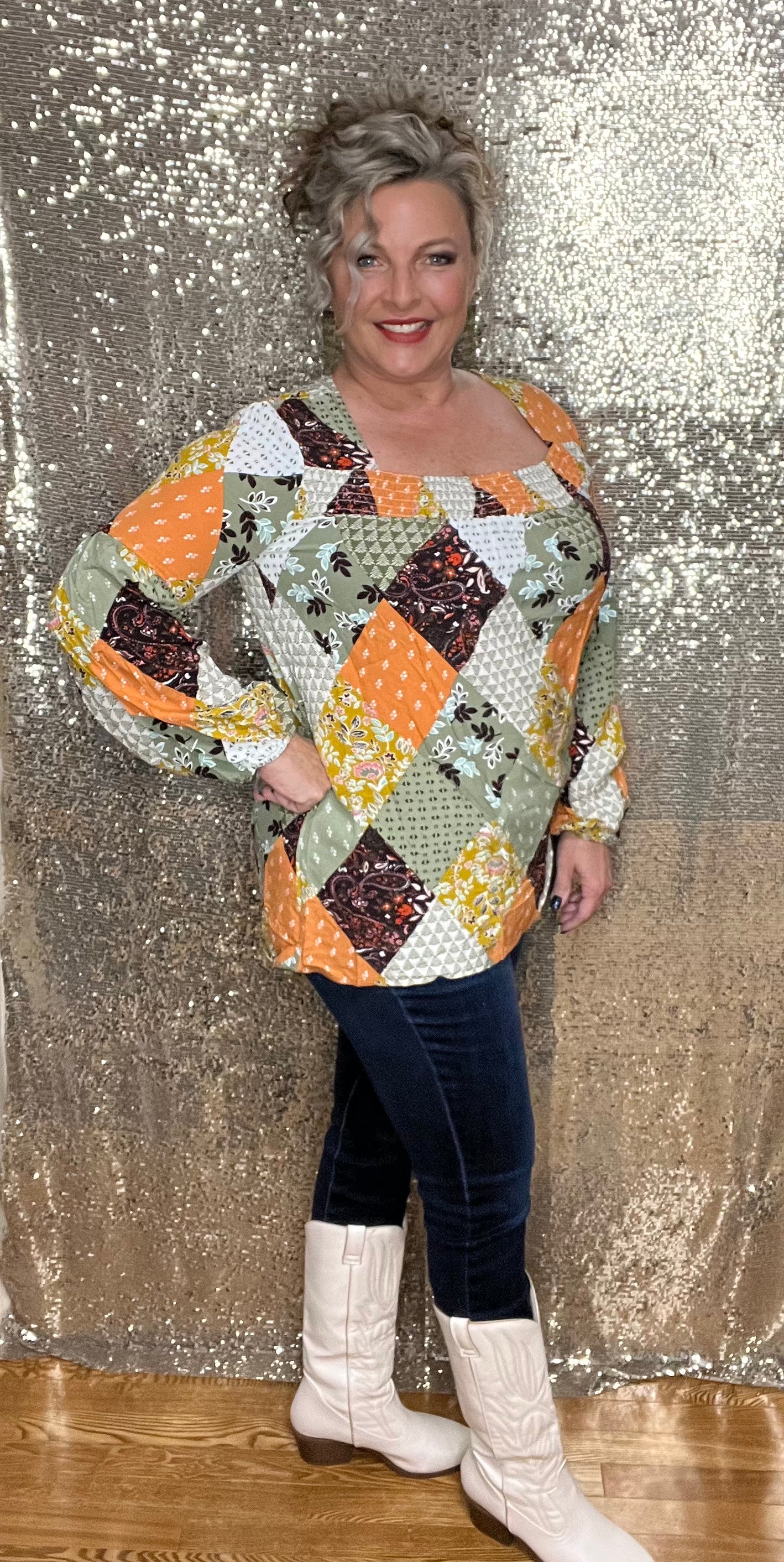 Patchwork and Print Top (IN STOCK)